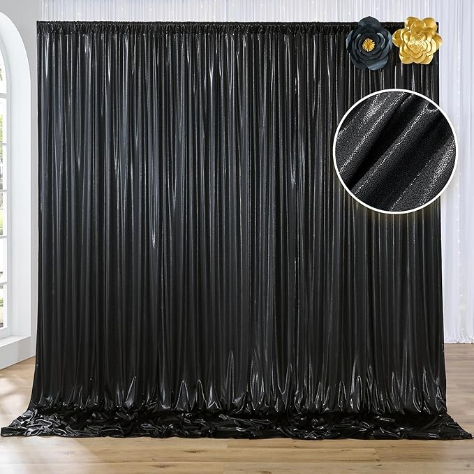 10x10 ft Black Sequin Backdrop Curtain Panels by Htper