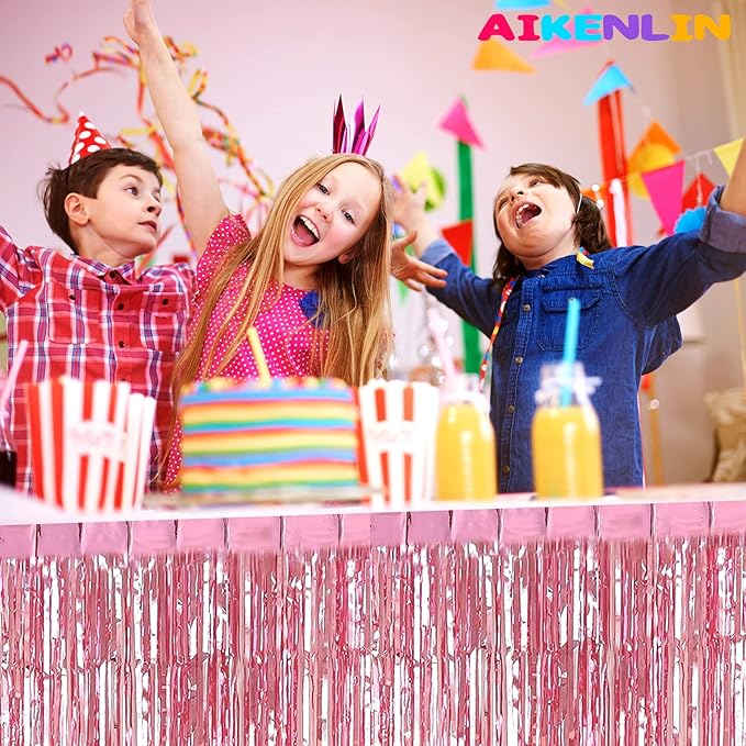 6 Pack 29x108 Inch Metallic Foil Fringe Tinsel Table Skirts Banner - Image 3