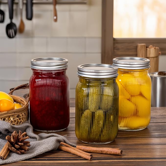 WELLIFE 6 Pcs Wide Mouth Mason Jars 32 OZ, Large Mason Jars - Image 4