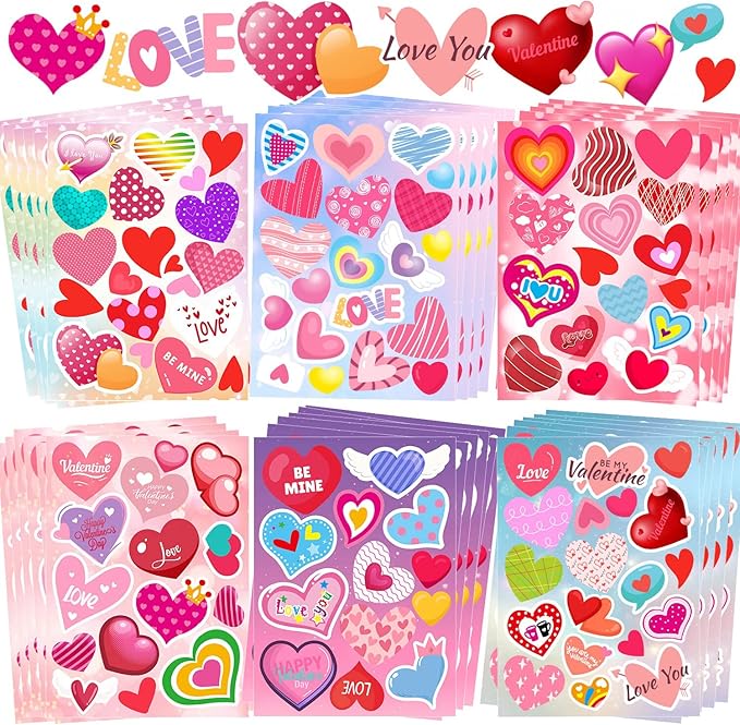 36 Sheets Heart Stickers, Valentine Stickers, Valentines Day Stickers by SWARKOL
