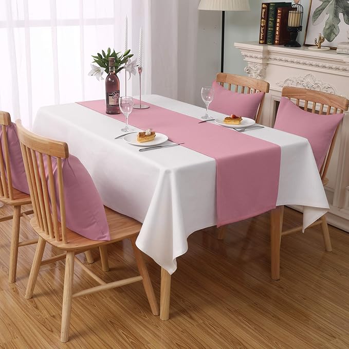 DUALIFE Baby Pink Table Runner 14x72 Inches, Romantic Rose Pink - Image 6