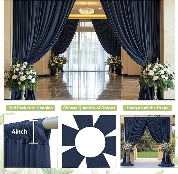 PartyVillage 20ft×15ft Navy Blue Backdrop Curtain - Image 4