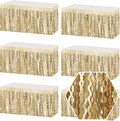6 Pack 29 x108 Inch Champagne Gold Wave Foil Fringe Table Skirts Metallic Banner by Ferwzsr