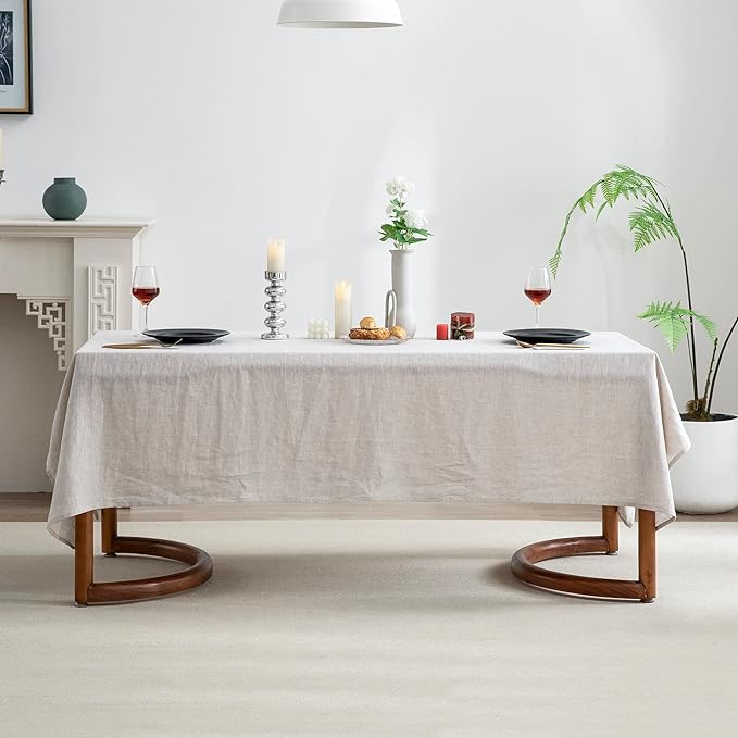 EVERLY 100% Pure Linen Rectangle Tablecloths 108Lx60WInch - Image 2