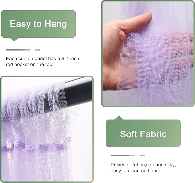 Tulle Backdrop Curtain with Lights String 10FT X 10FT Lavender Sheer Tulle - Image 4