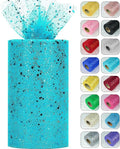 Glitter Tulle Rolls, 6” by 50 Yards Sparkling Tulle Spool Ribbon Sequin Tulle by Miegecha