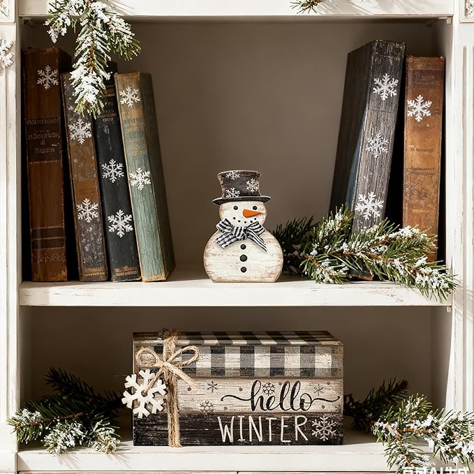 4 Pcs Snowman Christmas Decor Winter Table Decorations Christmas Tiered Tray - Image 6