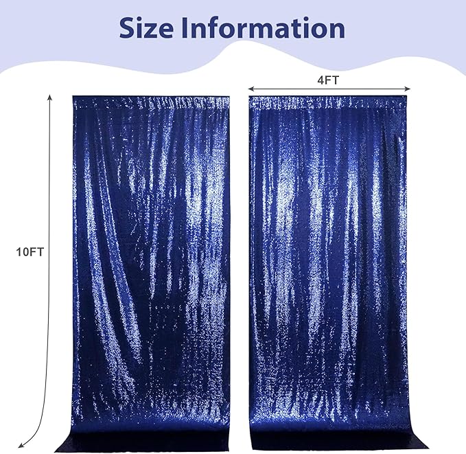 SquarePie Sequin Backdrop Curtain 8FT x 10FT Navy Blue Satin Backing Fabric - Image 4