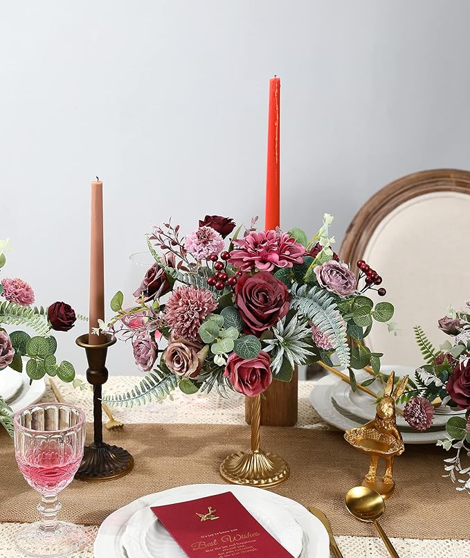 Serra Flora Artificial Flowers Combo Dahlia 25pcs Silk Fake Flowers Roses - Image 4