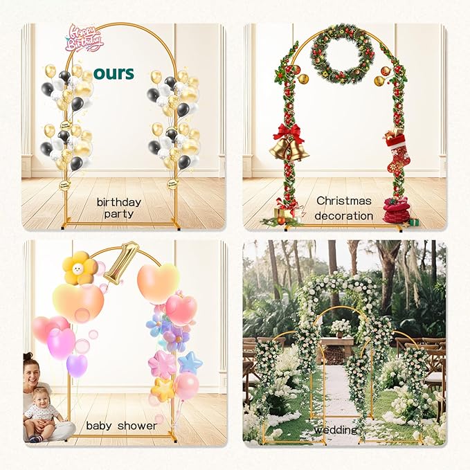 Metal Arch Backdrop Stand Set- Heavy Duty Rust-Proof Wedding Decoration Frame - Image 5