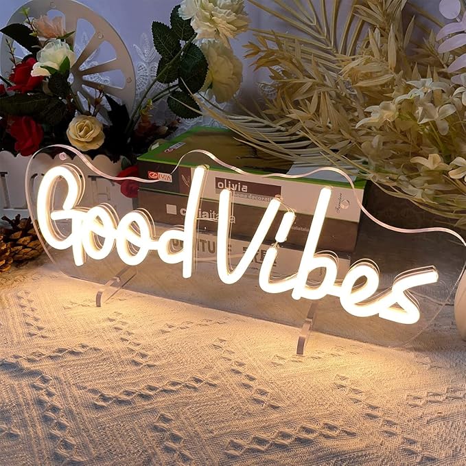 Good Vibes Table Number Neon Sign Desk Lamp Night Light Wedding Letter LED Neon - Image 5