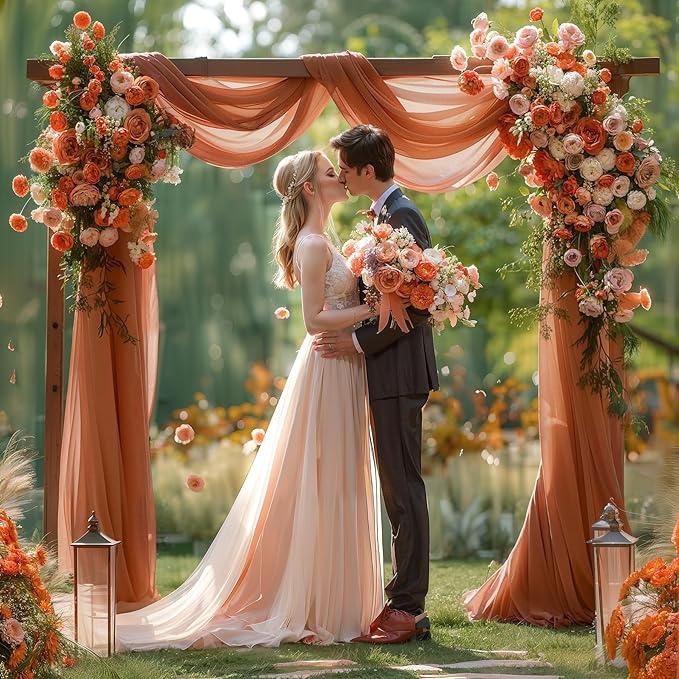 Terracotta Wedding Arch Draping Fabric 2 Panels 30'' x 20FT Terracotta Drapes - Image 5