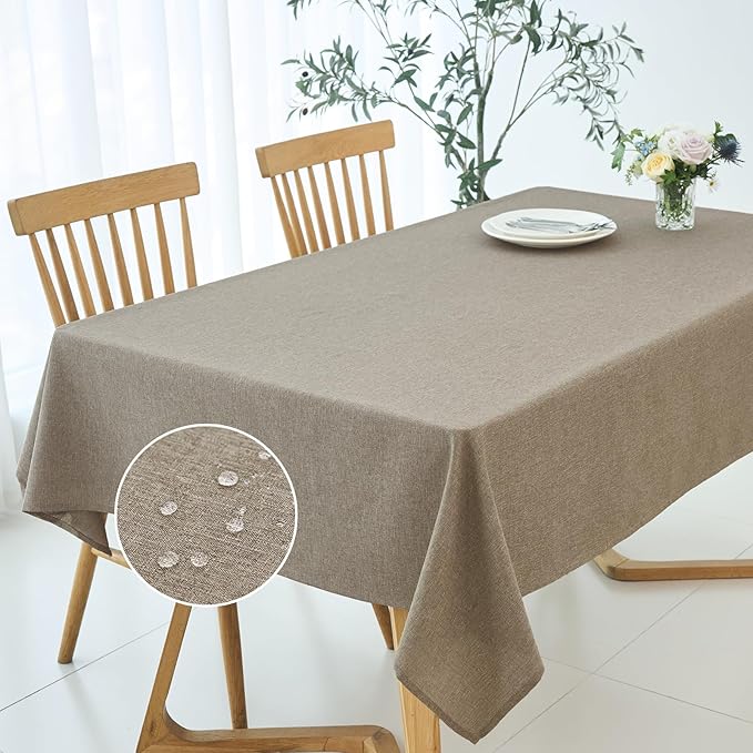 maxmill Linen Texture Tablecloth Water Resistance Antiwrinkle Spillproof - Image 2