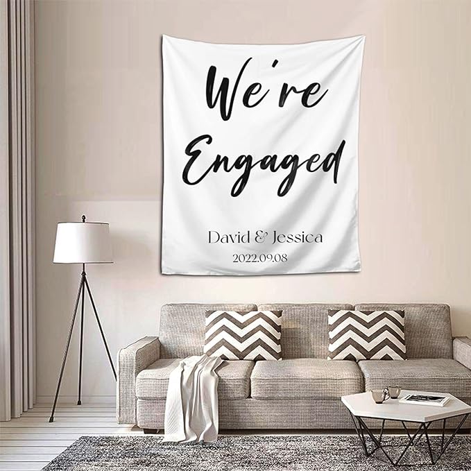 We're Engaged Backdrop, Custom Tapestry - Image 5