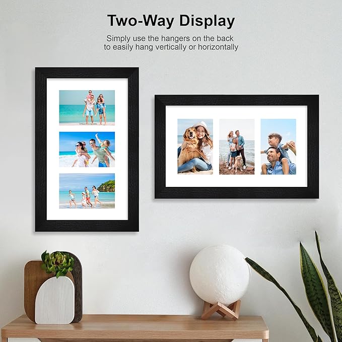 8x14 Picture Frame Set of 2, Rustic Black Wood Frame - Image 3