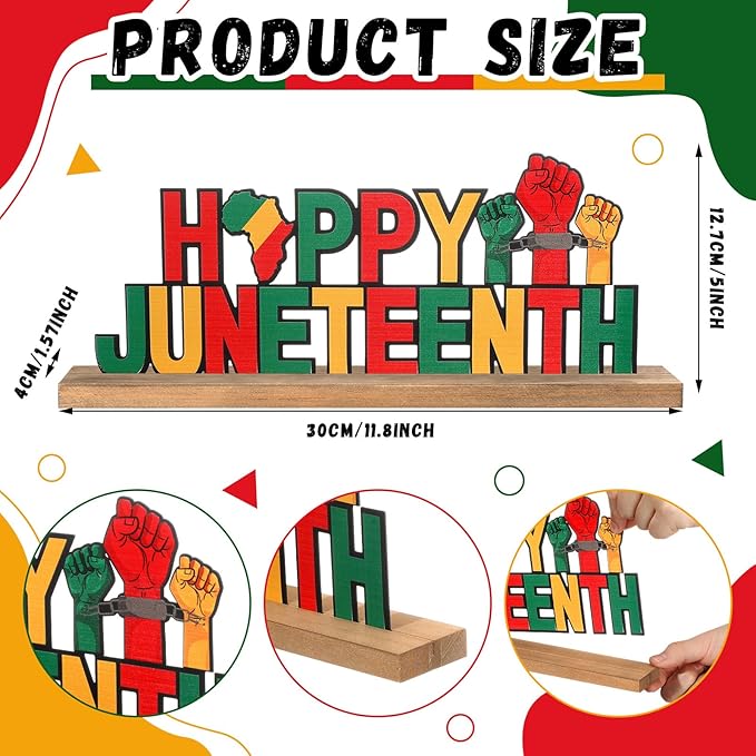 Happy Juneteenth Metal Sign Rustic Table Decor Holiday Tiered Tray Decor - Image 2
