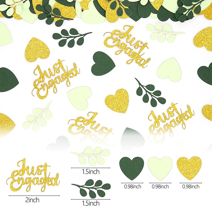 200PC Greenery Engagement Party Decorations Sage Green and Gold Heart - Image 5