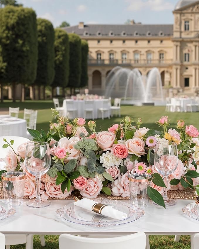 Nervure 350PCS Rose Gold Plastic Plates - Image 7