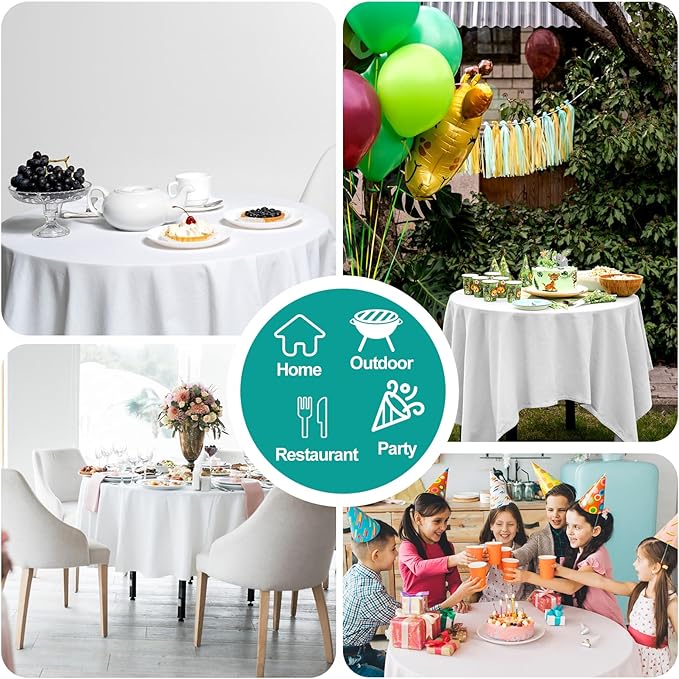 EMART Round Tablecloth White 120 inch Circular Polyester Table Cover - Image 7