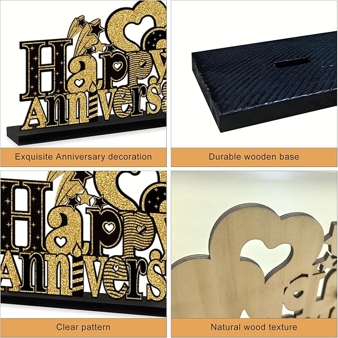4 Pieces Anniversary Decorations Wooden Table Centerpieces, 10th 20th 30th 40th - Image 2