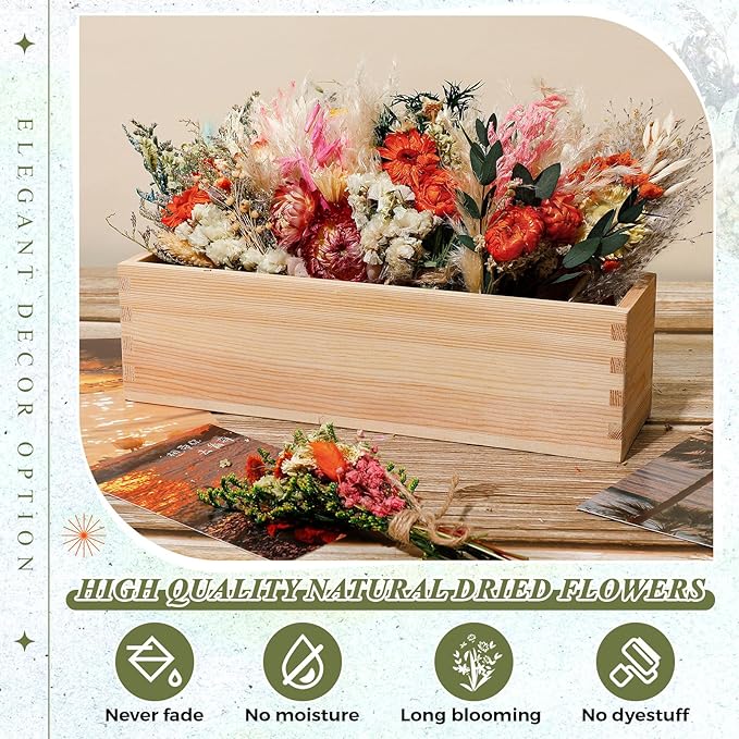 Layhit 12 Pack Boho Dried Flower Bouquet Mini Wedding Handmade Dry Flowers Decor - Image 4
