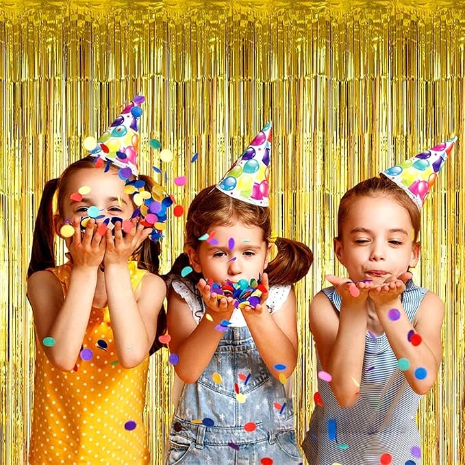 4 Pack Gold Foil Fringe Curtain Backdrop, 3.28Ft x 8.2Ft Metallic Tinsel Foil - Image 5