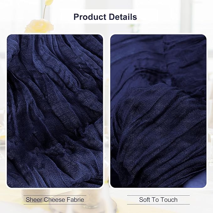 10 Pack Navy Blue Cheesecloth Table Runner 35x120 Inch 10Ft Rustic Gauze Cheese - Image 2