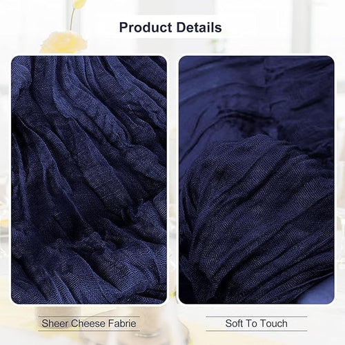 10 Pack Navy Blue Cheesecloth Table Runner 35x120 Inch 10Ft Rustic Gauze Cheese - Image 2