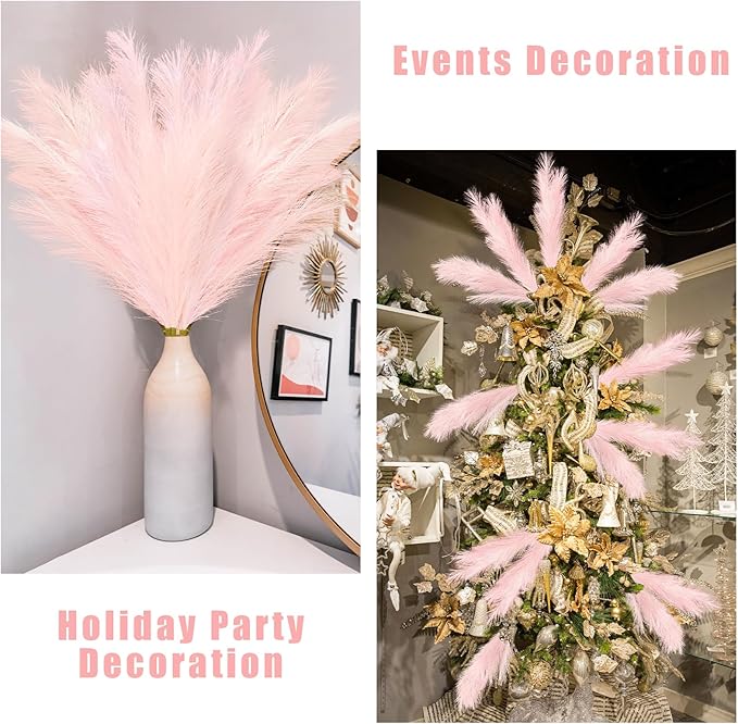 35" Pink Faux Pampas Grass Decor - Image 7