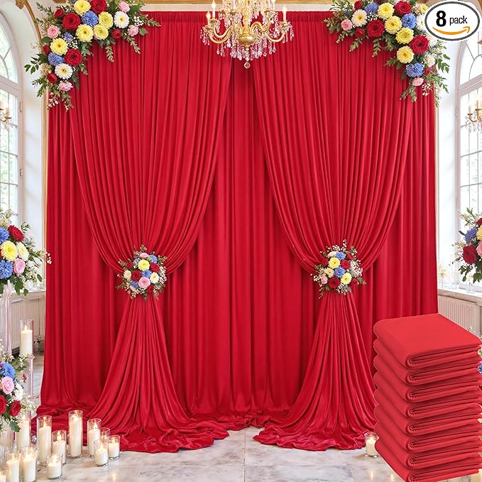 40×14ft Wrinkle Free Red Backdrop Curtain by ENJOYYOURPARTY
