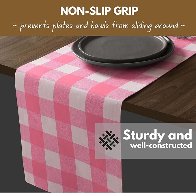 Native Fab Table Runner Buffalo Check Plaid 100% Cotton - Image 2