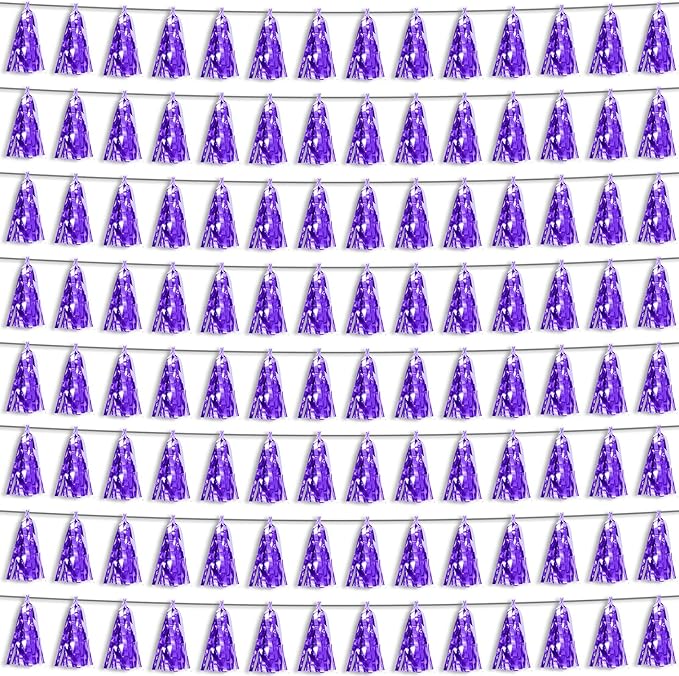 8P Purple Foil Fringe Metallic Tassel Streamers Banner Tassel Garland by HYSILLA