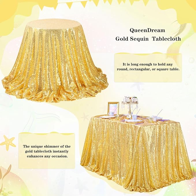 QueenDream Glitter Gold Tablecloth - Image 3