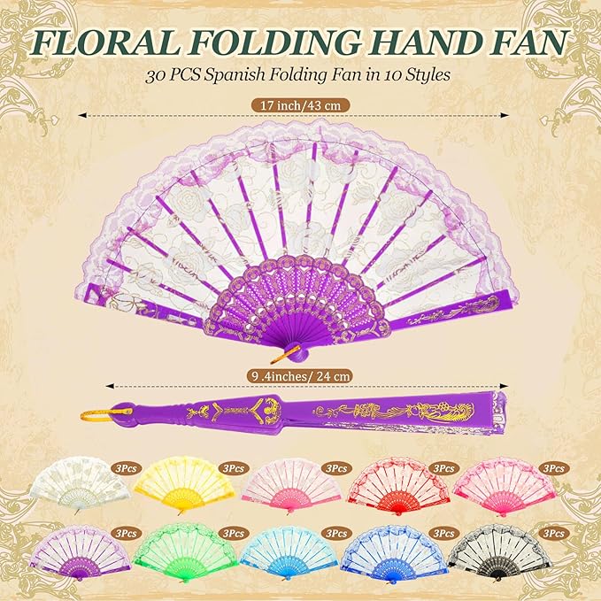 Geetery 30 Pcs Folding Hand Fan - Image 3