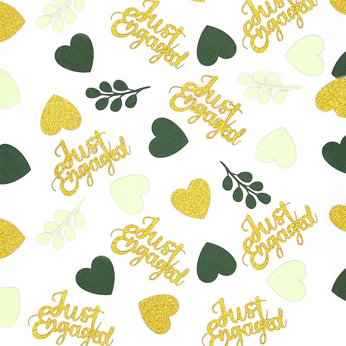 200PC Greenery Engagement Party Decorations Sage Green and Gold Heart - Image 2