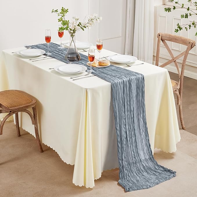 12 Pack Dusty Blue Cheesecloth Table Runner 10FT Long Boho Gauze Table Runner - Image 7