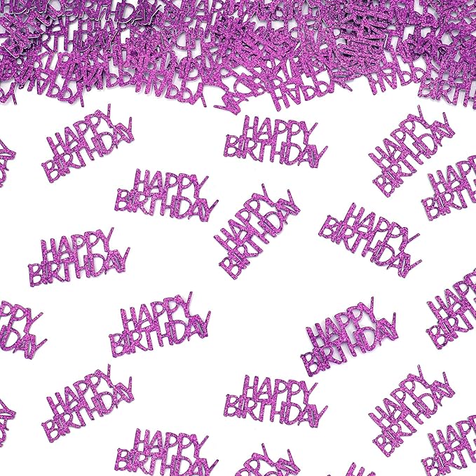 Purple Happy Birthday Confetti Girl Birthday Party Decorations Glitter Table by Vofrise
