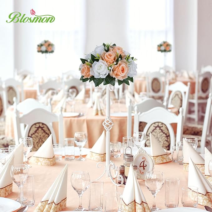 BLOSMON Flower Balls for Wedding Centerpieces: 10pcs Peach Fuzz 9.5 Inch Fake - Image 2