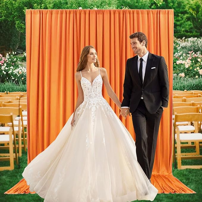2 Panels Orange Backdrop Curtain, 10 x 7 Feet Background Curtains - Image 6