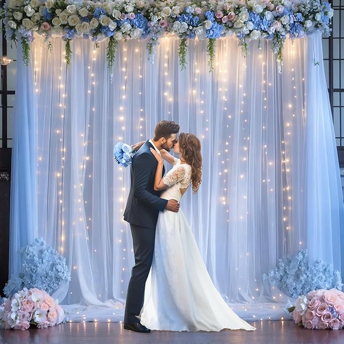 Blue Tulle Backdrop Curtains - Image 3