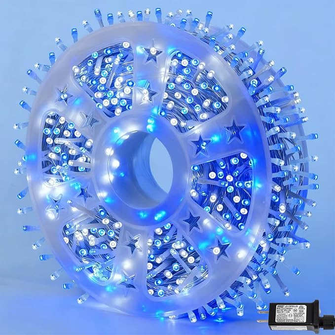 YEGUO 165ft 500 LED Blue and White Christmas Lights Outdoor Waterproof by YEGUO