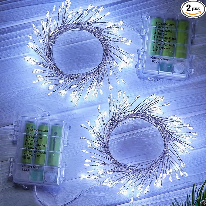 Outdoor Fairy Firecracker Lights Battery Operated, 5 Feet 60 LEDs Twinkle by Minetom