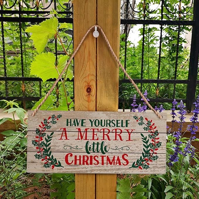 Christmas Door Hanging Sign，Big Wall Wood Winter Decorations Signs，Indoor - Image 5