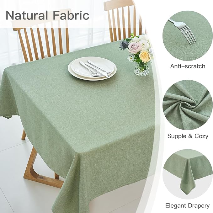 maxmill Linen Textured Rectangle Tablecloth Water Resistant Wrinkle Free - Image 4