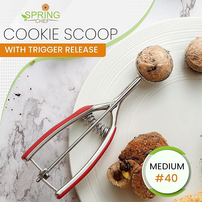 Spring Chef Red Medium 1.7 Tbsp Cookie Scoop - Image 7