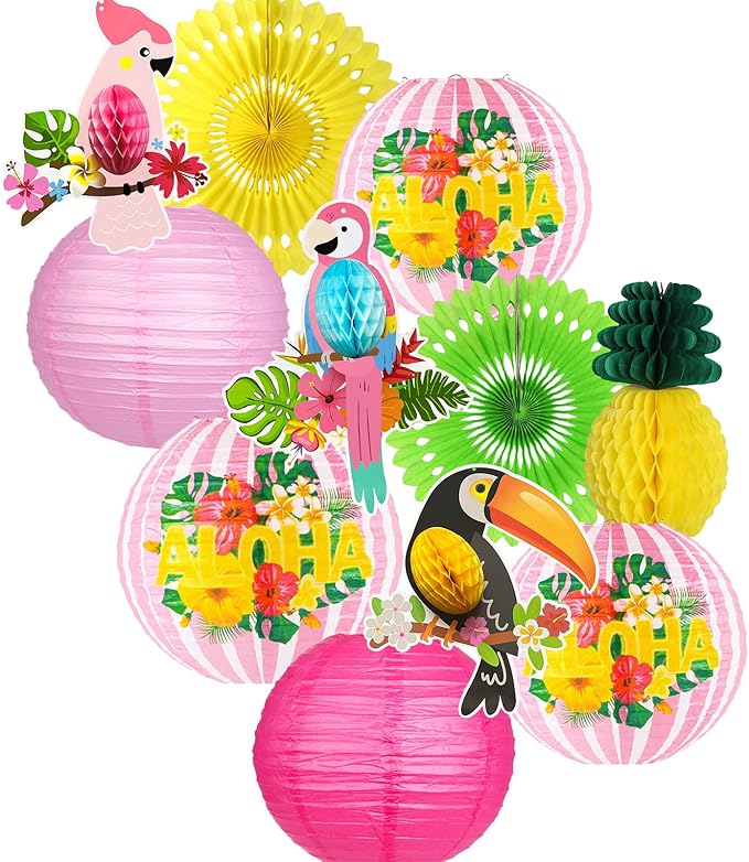 Luau Party Decorations, Aloha Paper Lanterns Tropical Parrot Birds Tissue Paper by zilue