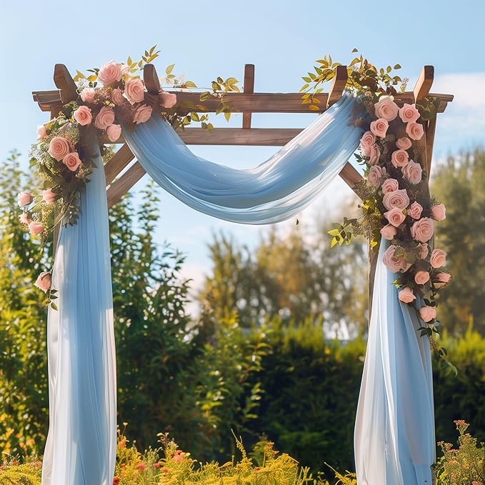 Wedding Arch Draping Fabric 1 Panel 28.7" x 20FT Baby Blue Sheer Chiffon - Image 4