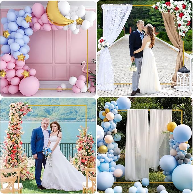 Wedding Arch 6.6FT x 6.6FT Square Backdrop Stand Gold Metal Balloon Arch Stand - Image 5