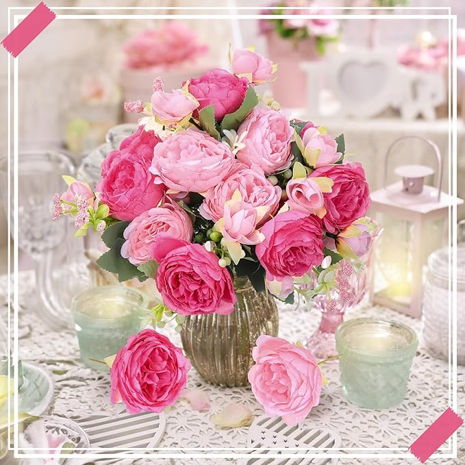 8 Bundles Artificial Peonies Flowers Boho Faux Flowers Arrangements Artificial - Image 3