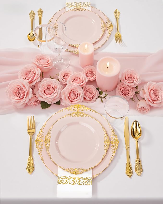 Nervure 350PCS Pink Plastic Plates - Image 5
